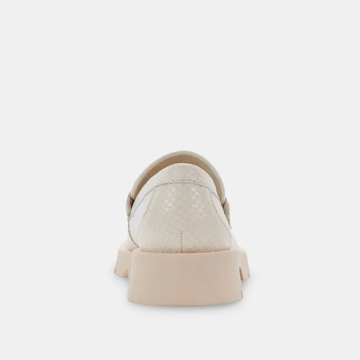 Elias Flats Ivory Embossed Leather Women Dolce Vita Flats and Loafers