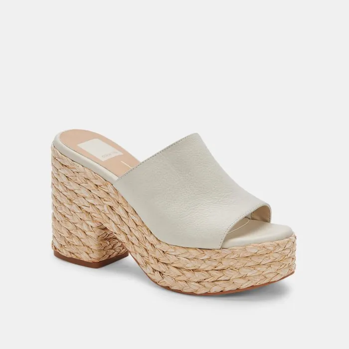 Elora Heels Ivory Leather Women Dolce Vita Mules and Clogs