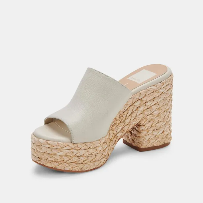 Elora Heels Ivory Leather Women Dolce Vita Mules and Clogs
