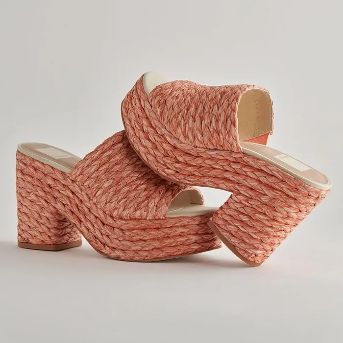 Elora Heels Orange Raffia Women Dolce Vita Wedges