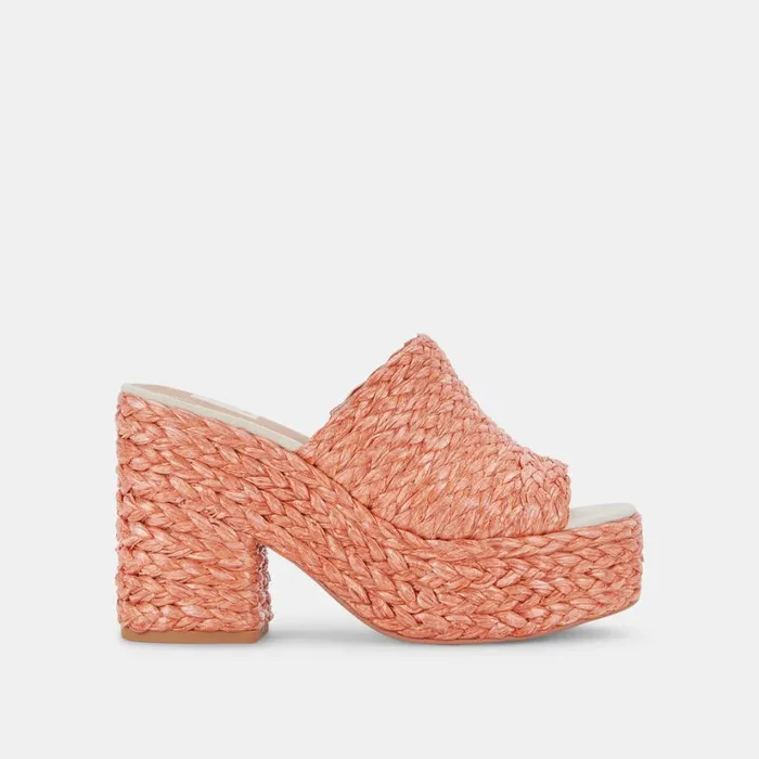 Elora Heels Orange Raffia Women Dolce Vita Wedges