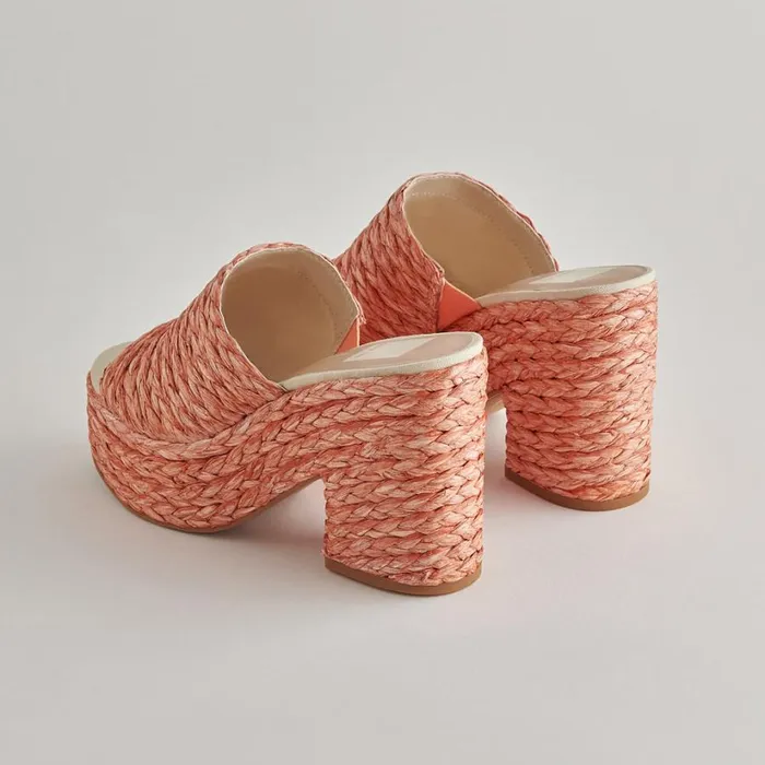 Elora Heels Orange Raffia Women Dolce Vita Wedges
