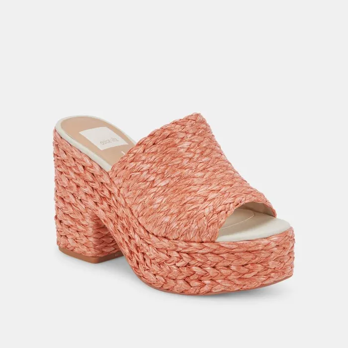 Elora Heels Orange Raffia Women Dolce Vita Wedges