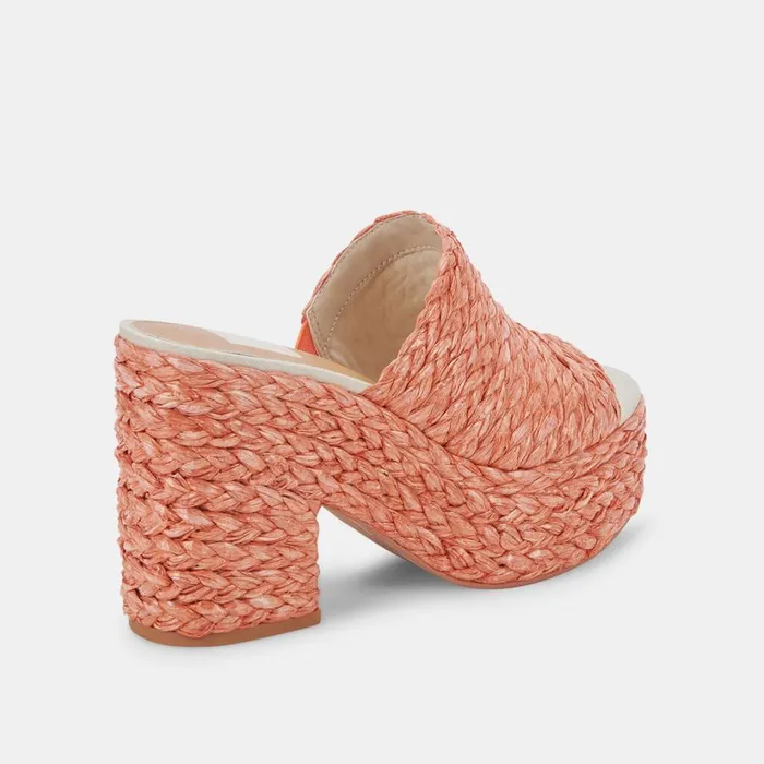 Elora Heels Orange Raffia Women Dolce Vita Wedges