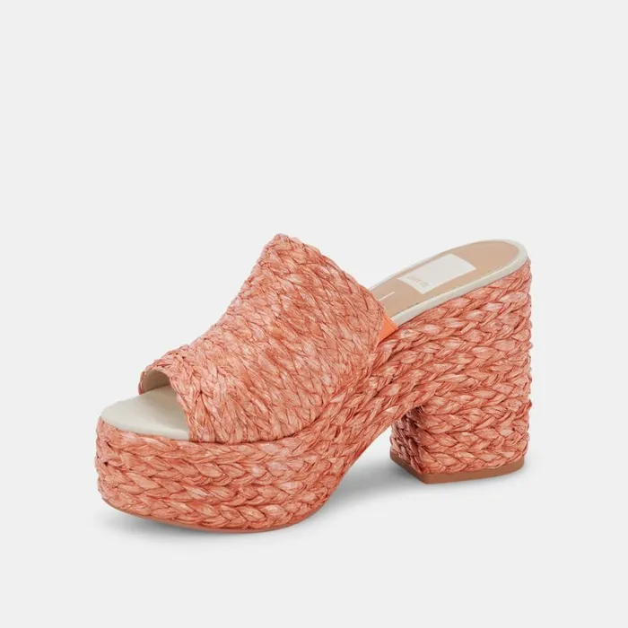 Elora Heels Orange Raffia Women Dolce Vita Wedges