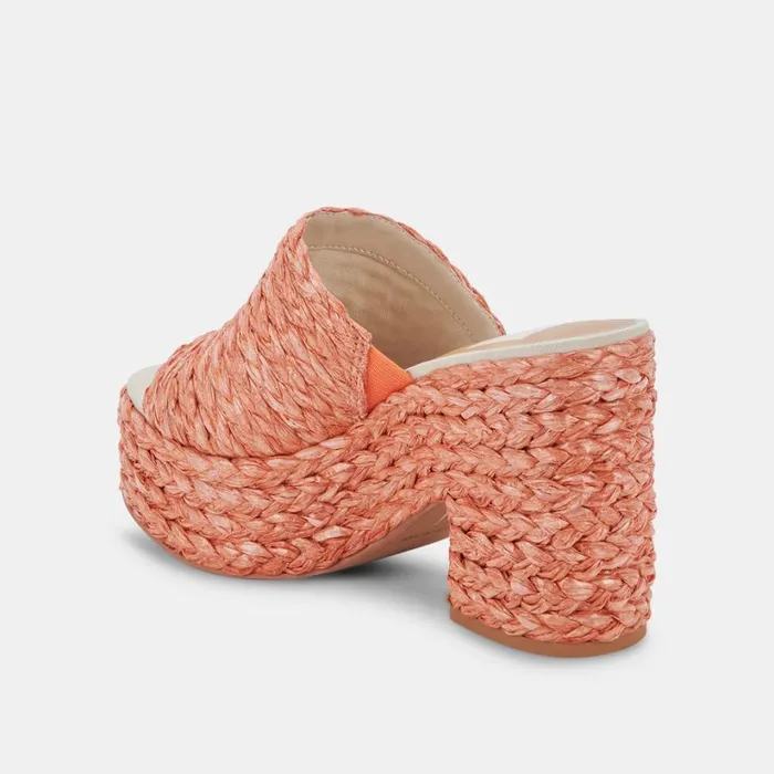 Elora Heels Orange Raffia Women Dolce Vita Wedges