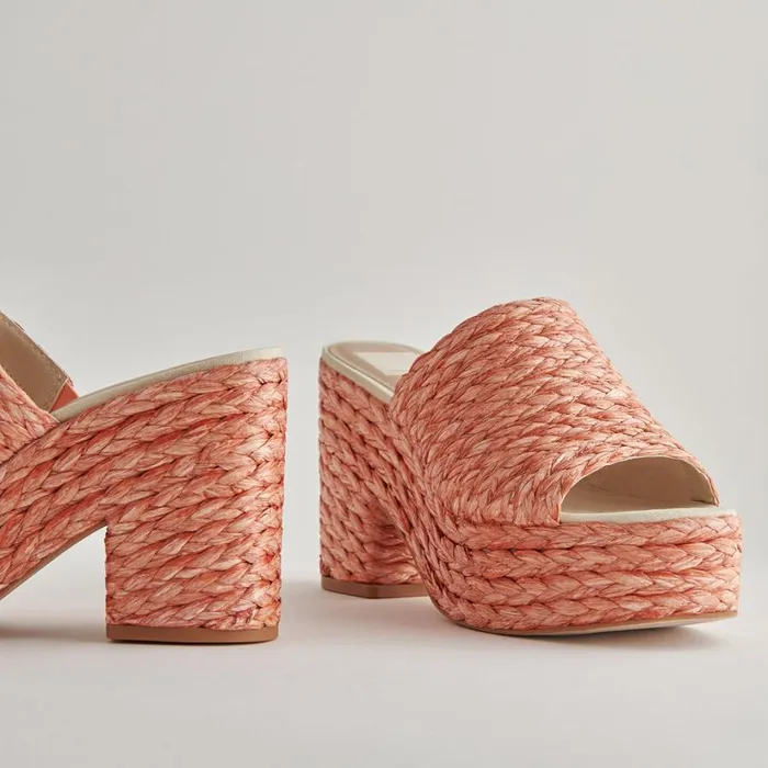 Elora Heels Orange Raffia Women Dolce Vita Wedges