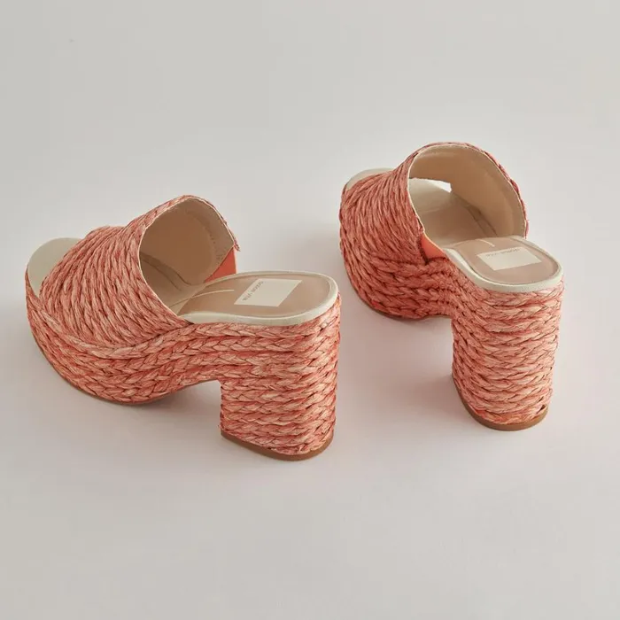 Elora Heels Orange Raffia Women Dolce Vita Wedges