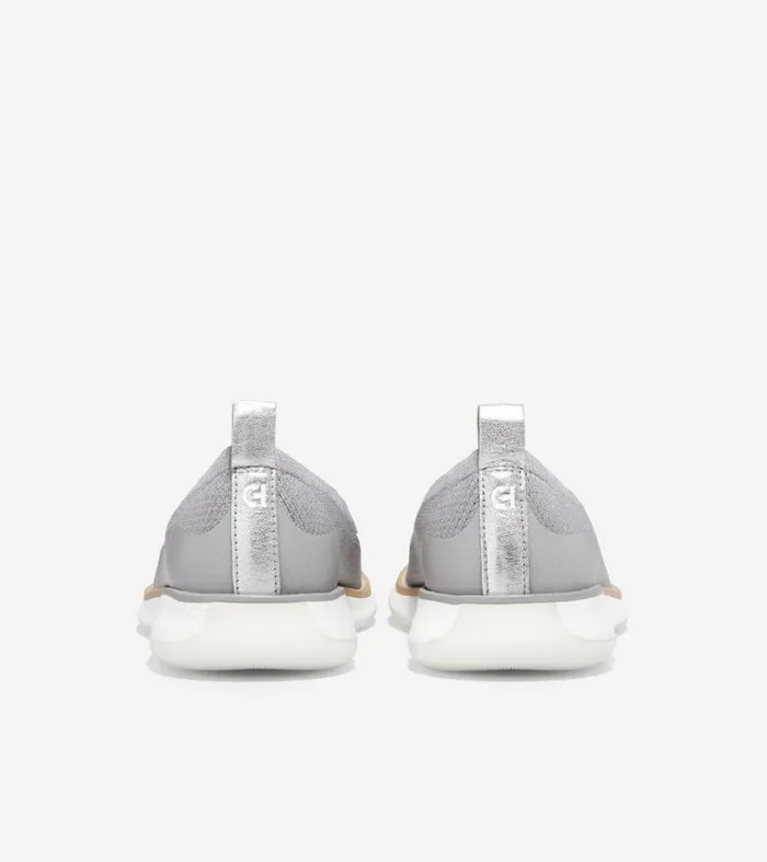 Flats and SlipOns Women Cole Haan 4ZERGRAND Loafer Microchipsilverwhite Stitchlite
