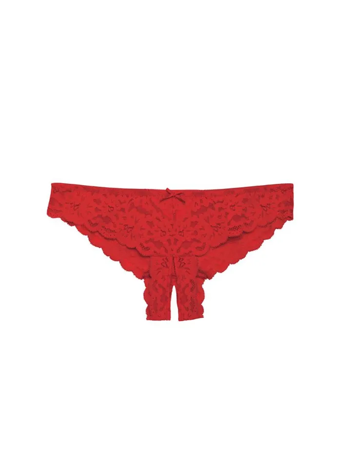 Fleur Du Mal Pleasure Charlotte Crotchless Panty Rouge 8211 Women