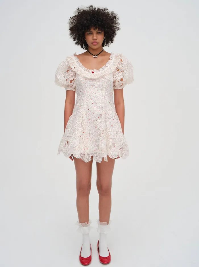 For Love and Lemons Aphrodite Embroidered Mini Dress Women Dresses