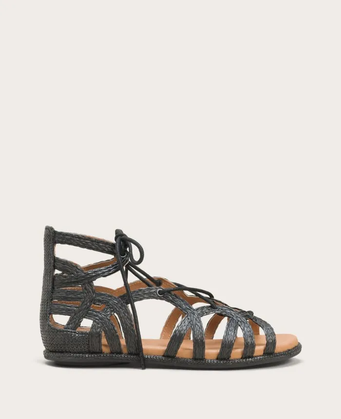 GENTLE SOULS Break My Heart Gladiator Sandal Black Raffia Women Kenneth Cole Sandals and Wedges