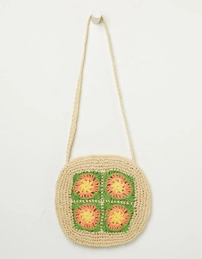 Girls Accessories FatFace Crochet Straw Bag Natural