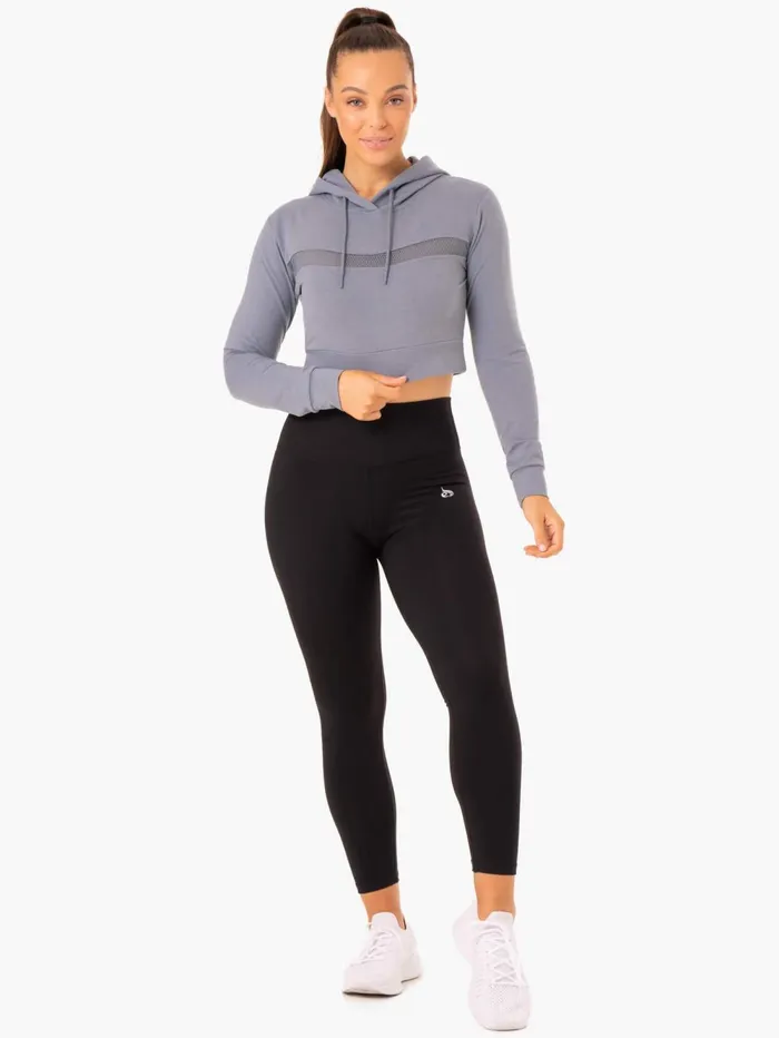 Hybrid Fitted Hoodie 8211 Steel Blue Women Ryderwear Jackets and Sweaters
