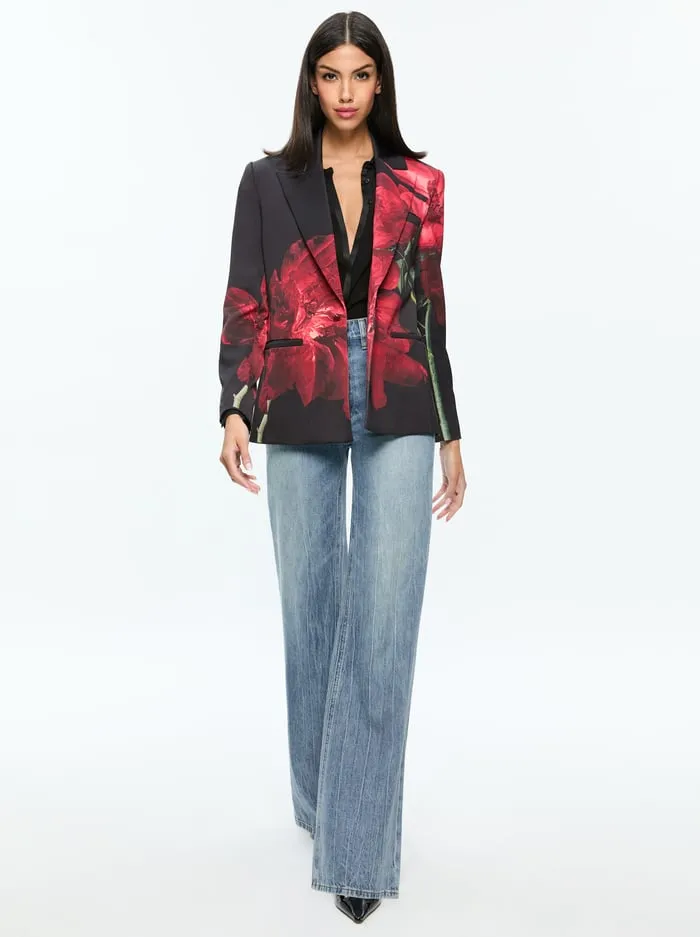 Jackets Coats Women Alice Olivia Silas Blazer Peony Petals Bright Ruby