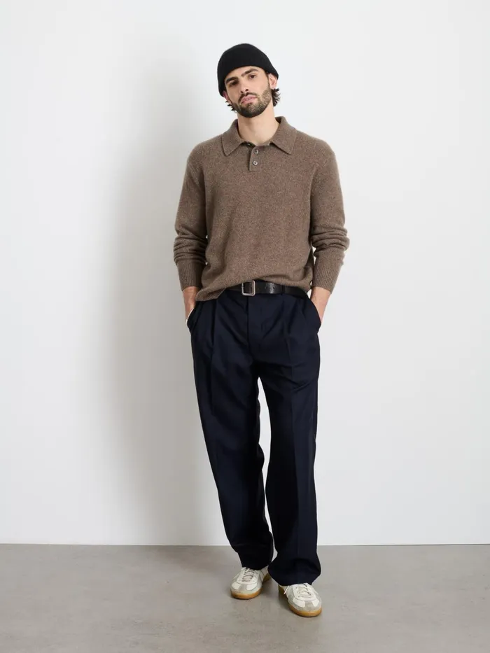 Jacob Polo Sweater In Cashmere Heather Walnut Men Alex Mill Sweaters Sweatshirts