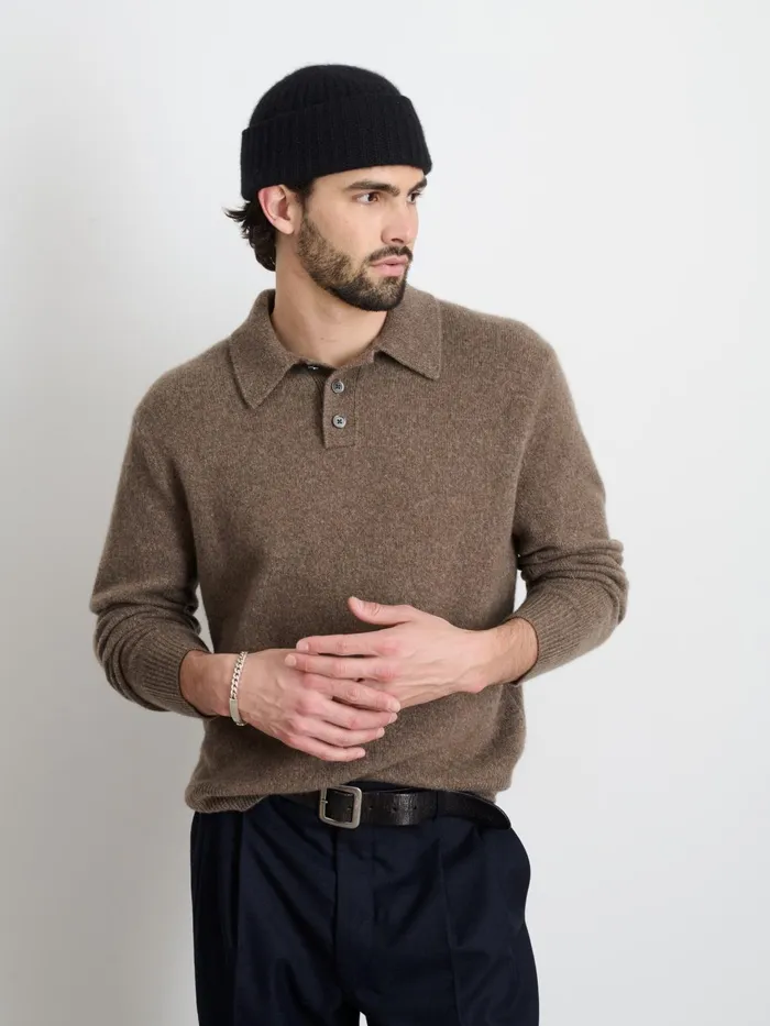 Jacob Polo Sweater In Cashmere Heather Walnut Men Alex Mill Sweaters Sweatshirts