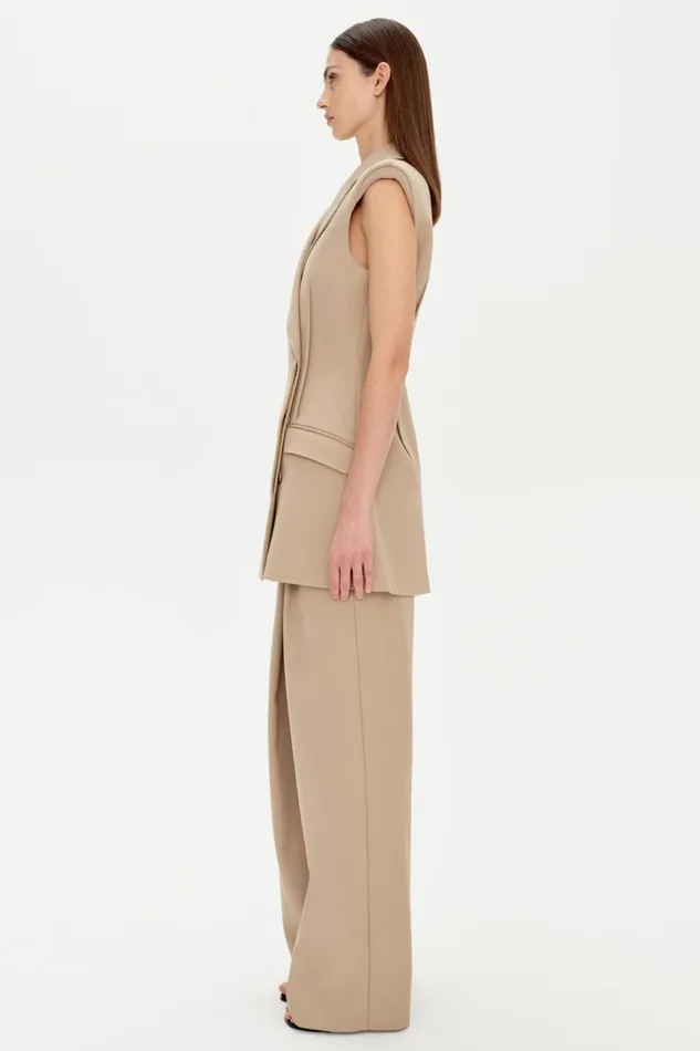 Jonathan Simkhai Kona Vest Camel Melange Women Tops and Bodysuits