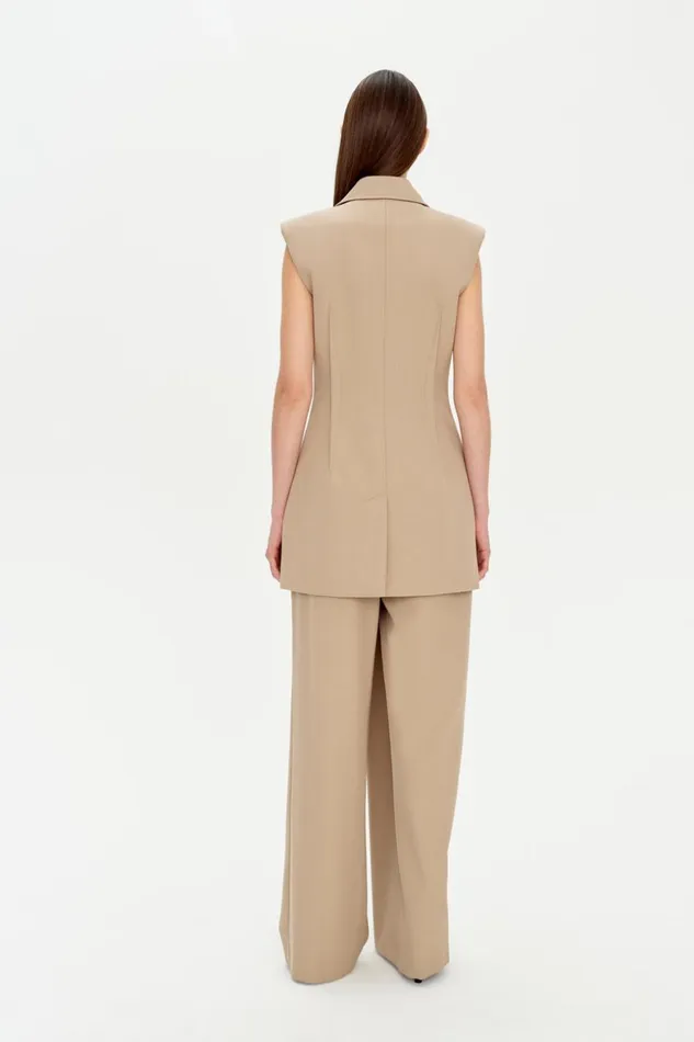 Jonathan Simkhai Kona Vest Camel Melange Women Tops and Bodysuits