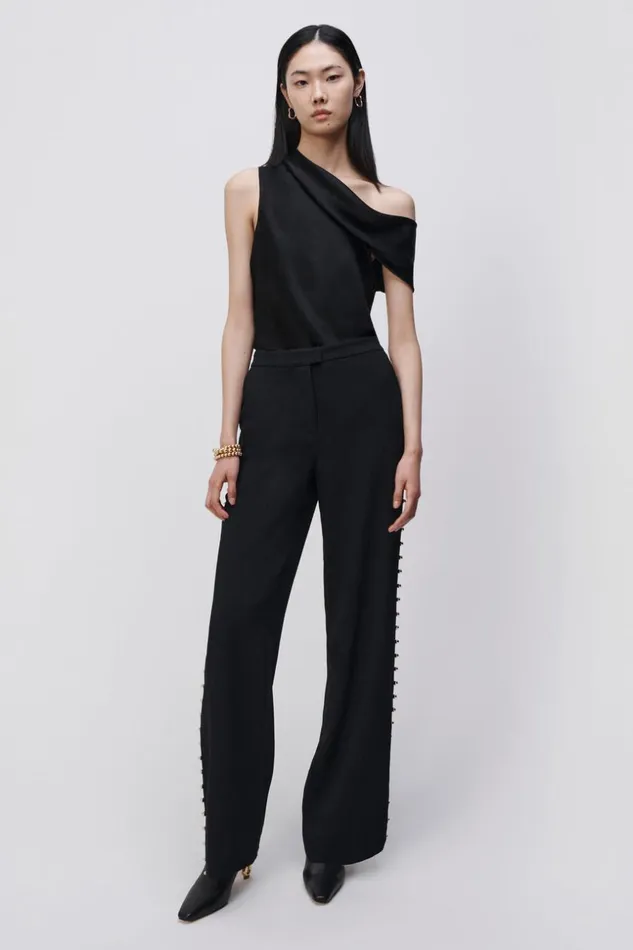 Jonathan Simkhai Lexy Cold Shoulder Top EXCLUSIVE Black Women Tops and Bodysuits