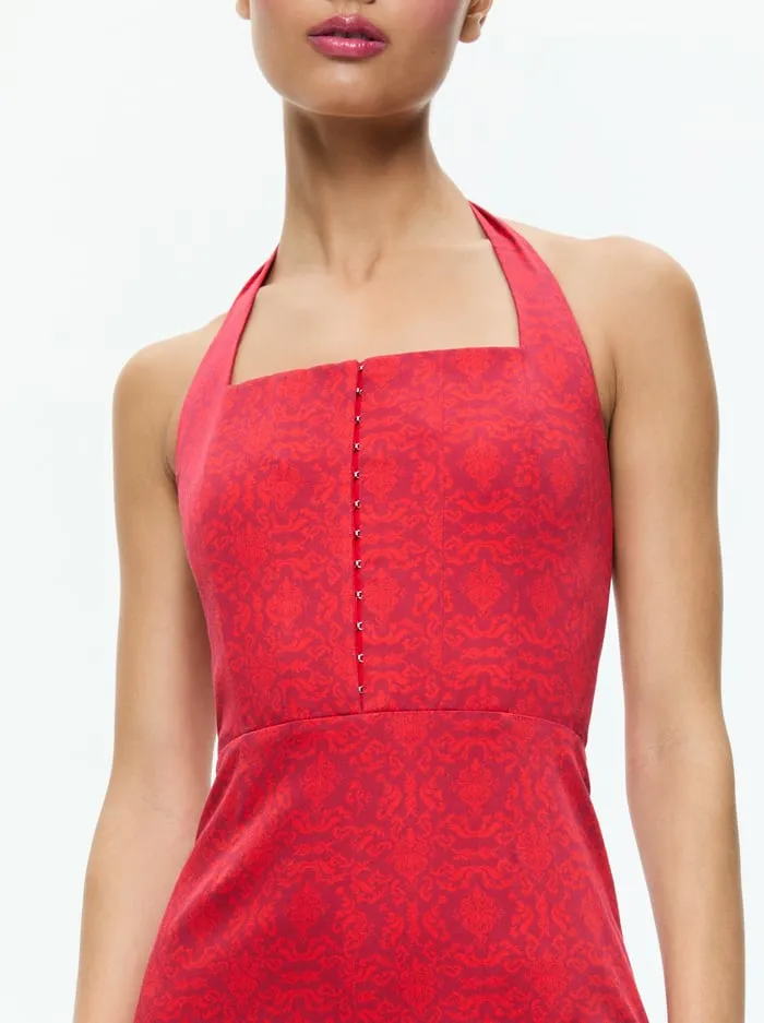 Jumpsuits Rompers Women Alice Olivia Aida Cropped Halter Jumpsuit Symmetry Red Apple