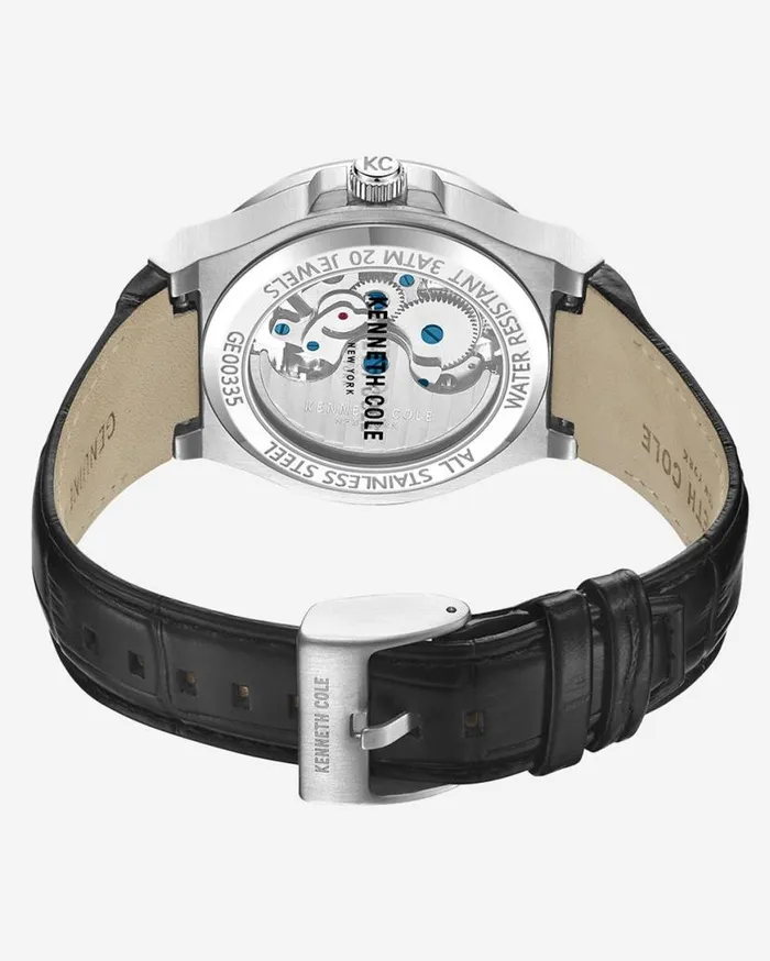 Kenneth Cole New York Automatic Stainless Steel Watch With Black Leather Strap Black Men Kenneth Cole Watches Kenneth Cole New York Automatic Stainless Steel Watch With Black Leather Strap Black Men Kenneth Cole Watches