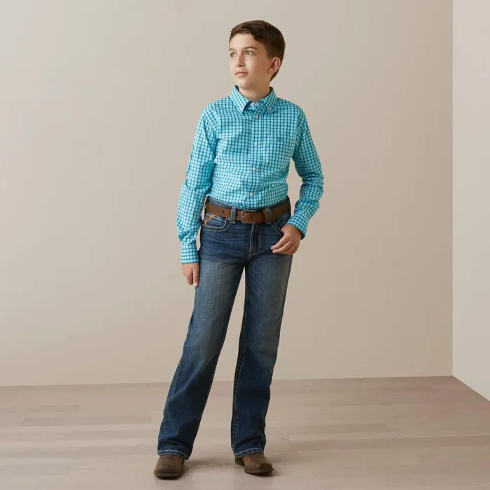 Kids Pro Series Kalvin Classic Fit Shirt Enamel Blue Ariat Button Down Shirts Kids Pro Series Kalvin Classic Fit Shirt Enamel Blue Ariat Button Down Shirts