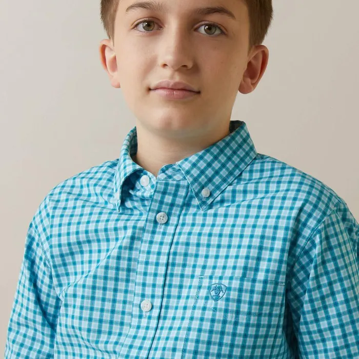 Kids Pro Series Kalvin Classic Fit Shirt Enamel Blue Ariat Button Down Shirts Kids Pro Series Kalvin Classic Fit Shirt Enamel Blue Ariat Button Down Shirts