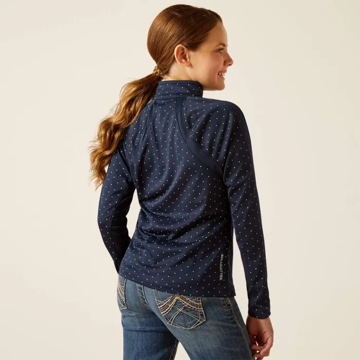 Kids Sunstopper 30 14 Zip Baselayer Navy Dot Ariat English Riding Clothing Kids Sunstopper 30 14 Zip Baselayer Navy Dot Ariat English Riding Clothing