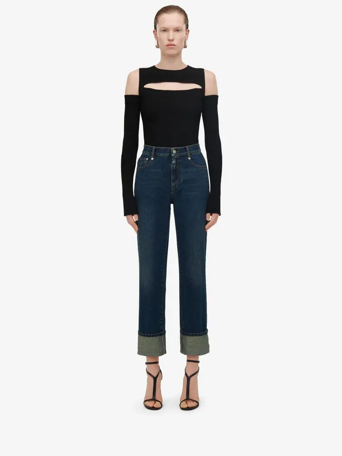 Knitwear Women Alexander McQueen Slashed Knit Top Black