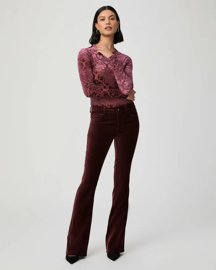 Laurel Canyon Bootcut Pant 8211 Dark Oxblood Velvet Women PAIGE Pants