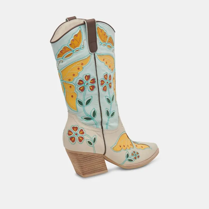 Lelou Boots Ivory Multi Leather Women Dolce Vita Boots and Booties