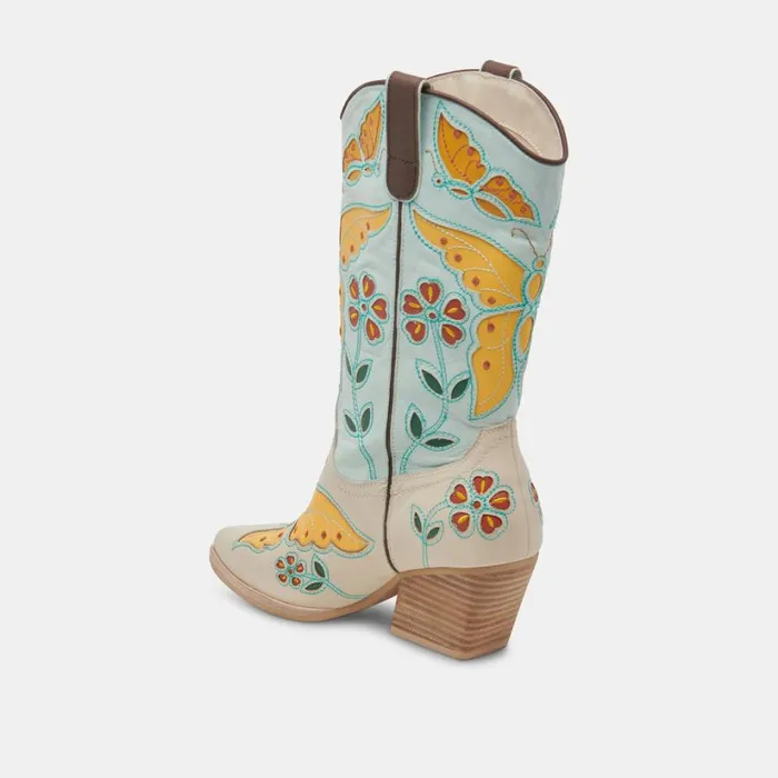 Lelou Boots Ivory Multi Leather Women Dolce Vita Boots and Booties