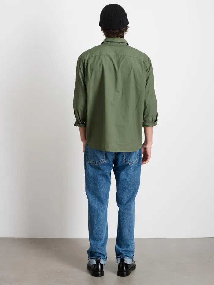 Leo Popover In Paper Cotton Faded Olive Men Alex Mill Shirts