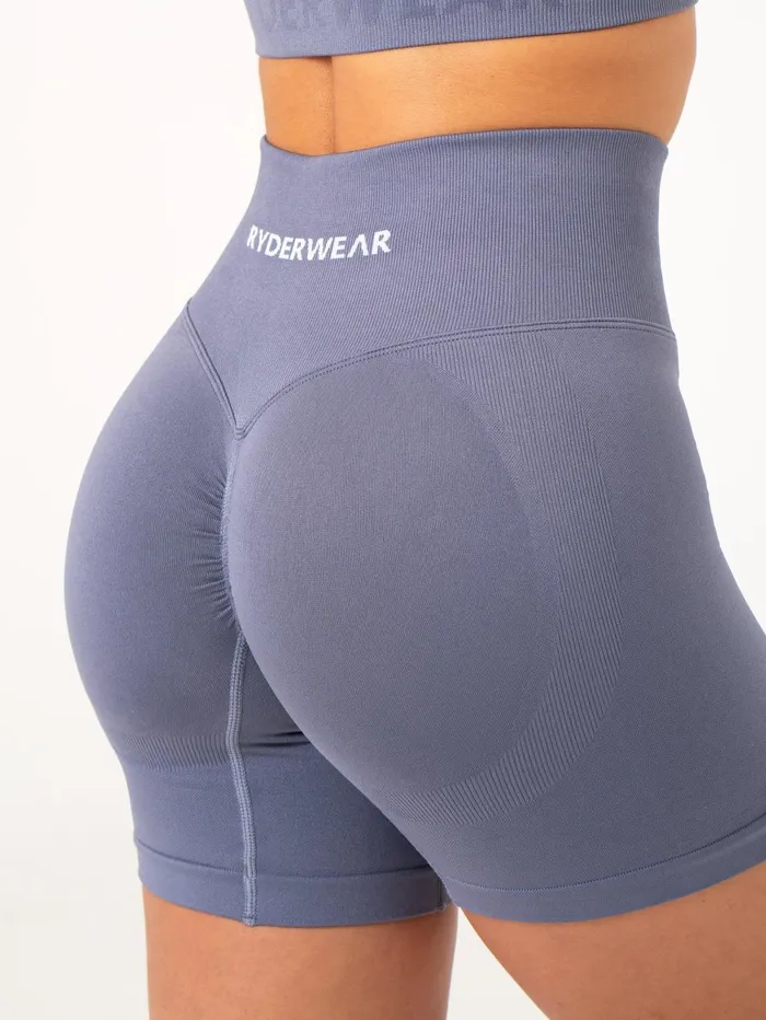Lift BBL Scrunch Seamless Shorts 8211 Slate Blue Women Ryderwear Gym Shorts