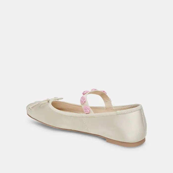 Lilly Ballet Flats Ivory Multi Satin Women Dolce Vita Flats and Loafers