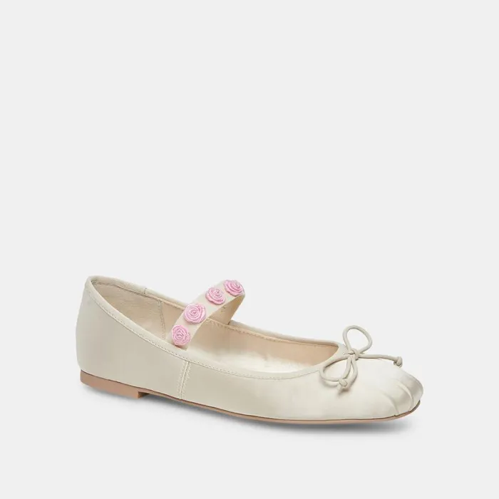 Lilly Ballet Flats Ivory Multi Satin Women Dolce Vita Flats and Loafers
