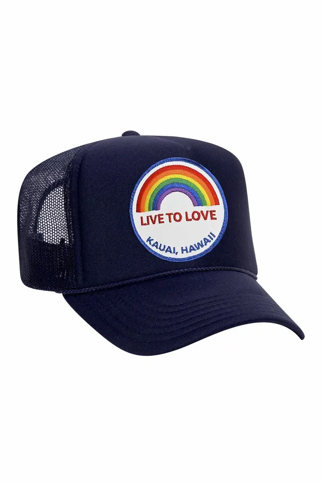LIVE TO LOVE VINTAGE TRUCKER HAT WomenMen Aviator Nation Trucker Hats