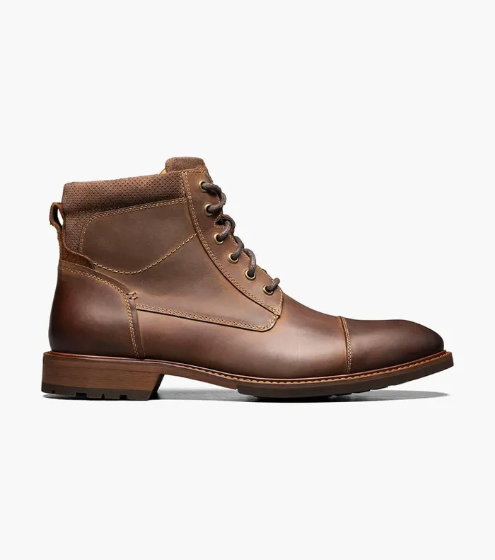 Lodge Cap Toe Lace Up Boot Brown Ch Men Florsheim Casual Shoes