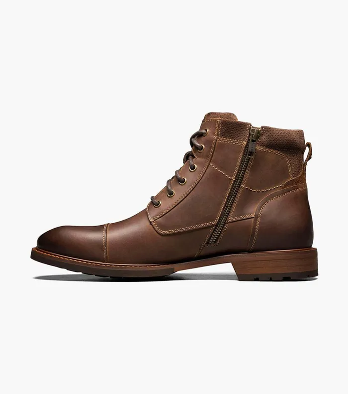 Lodge Cap Toe Lace Up Boot Brown Ch Men Florsheim Casual Shoes