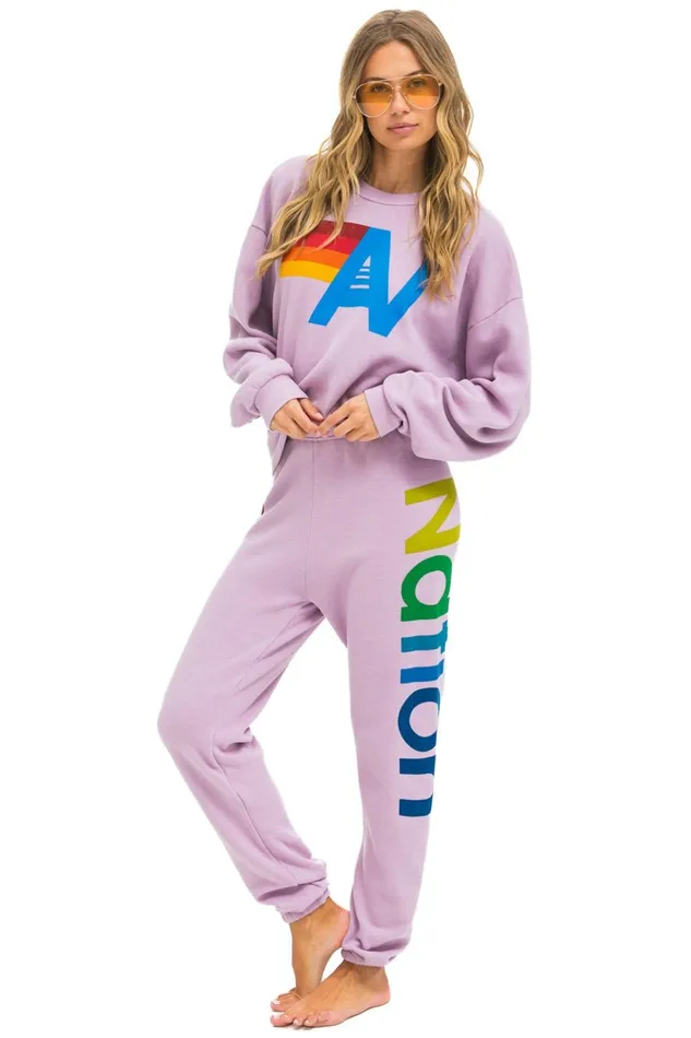 LOGO RELAXED CREW SWEATSHIRT 8211 MAUVE Women Aviator Nation Sweatshirts