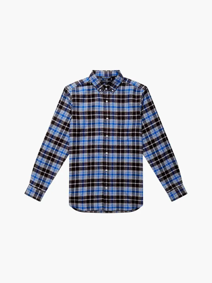Man French Connection Shirts Zermatt Flannel Regular Fit Shirt Blue Check Multi