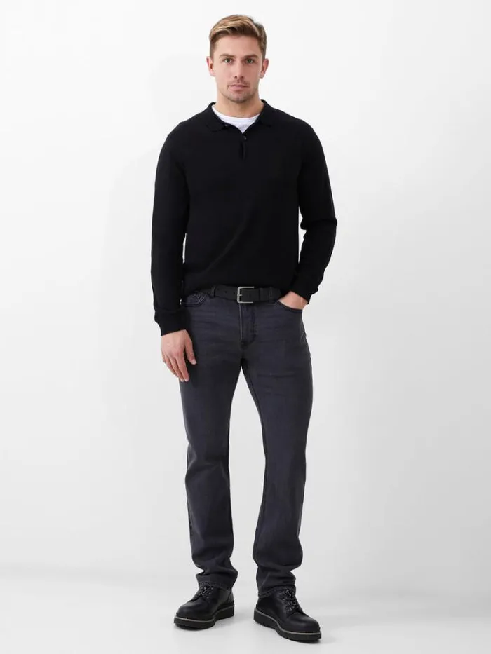Man French Connection Trousers Denim Jeans Dark Grey Reg