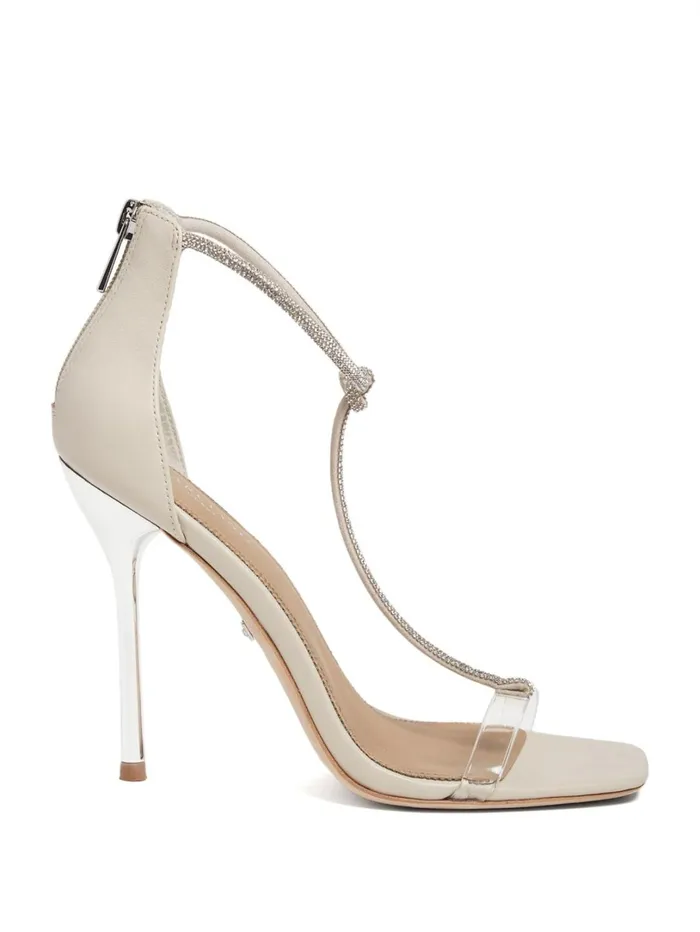 Marciano Dress Women Olivia TStrap Rhinestone Stiletto Sandal Neutral Marciano Dress Women Olivia TStrap Rhinestone Stiletto Sandal Neutral