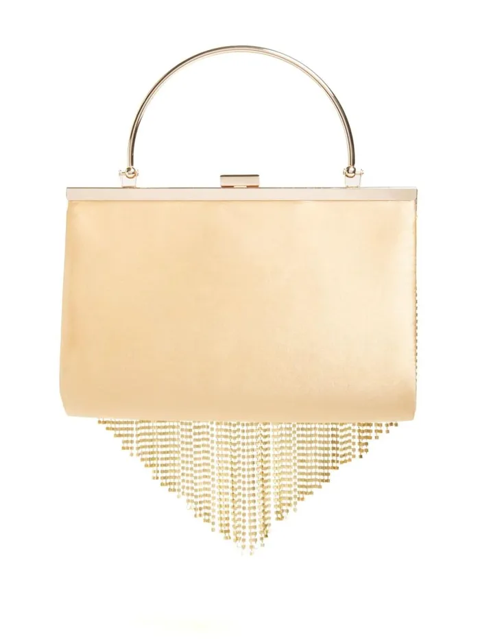 Marciano Handbags Women Rhinestone Fringe Clutch Gold Marciano Handbags Women Rhinestone Fringe Clutch Gold