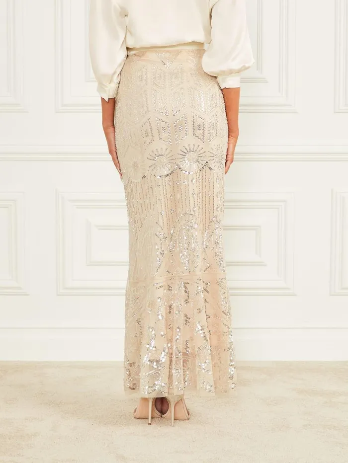 Marciano Skirts Women Crystals Embroidered Skirt Neutral Marciano Skirts Women Crystals Embroidered Skirt Neutral