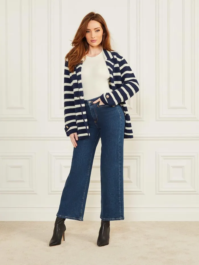 Marciano Sweaters Women Gaia Sweater Waffle Jacket Blue Marciano Sweaters Women Gaia Sweater Waffle Jacket Blue