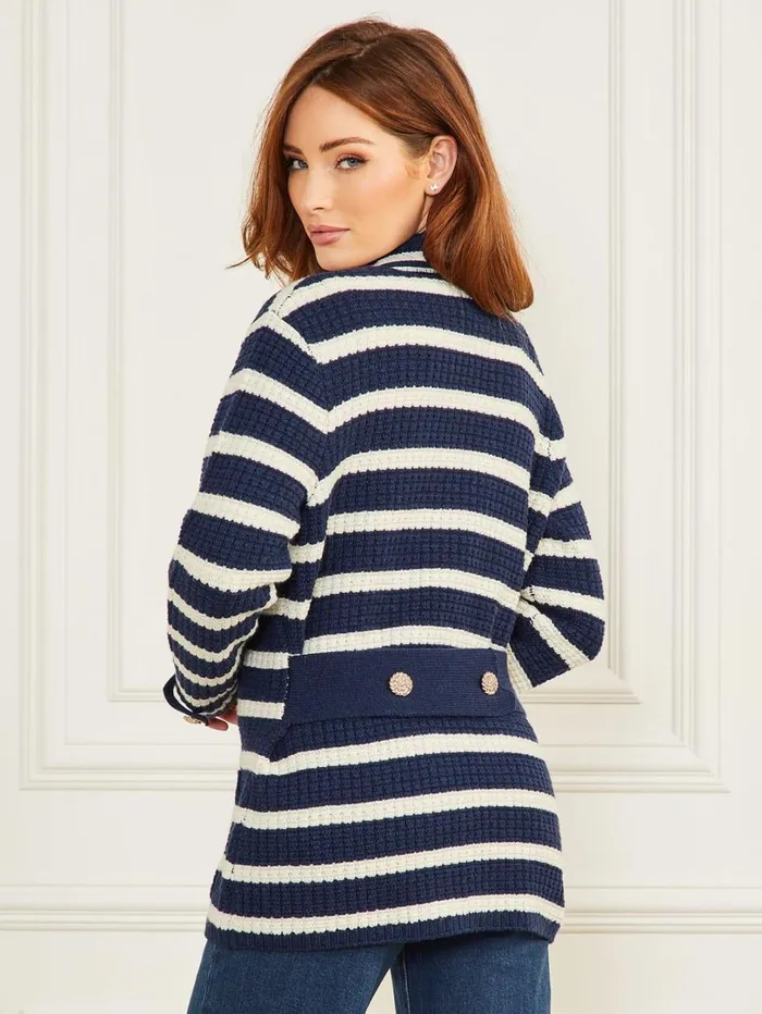 Marciano Sweaters Women Gaia Sweater Waffle Jacket Blue Marciano Sweaters Women Gaia Sweater Waffle Jacket Blue
