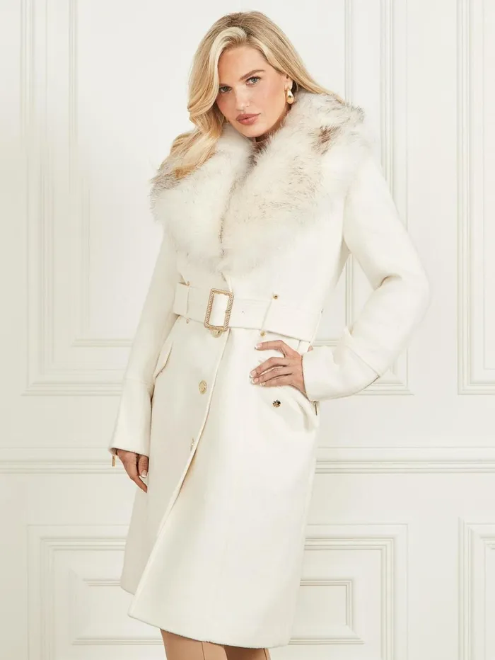 Marciano Women Alice WoolBlend Coat White Marciano Women Alice WoolBlend Coat White