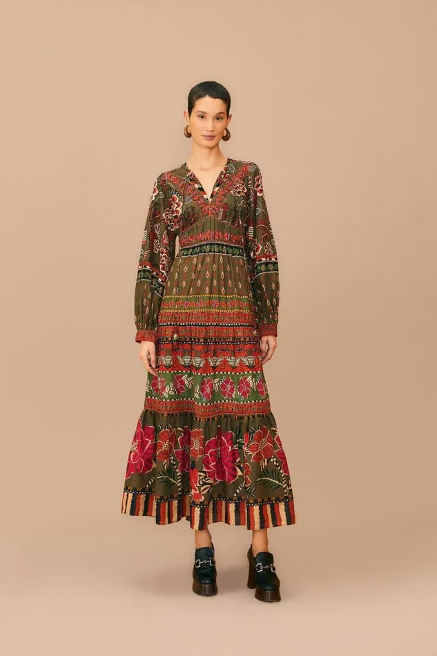 Maxi Dresses Women FARM Rio Multicolor Ainika Floral Garden Maxi Dress